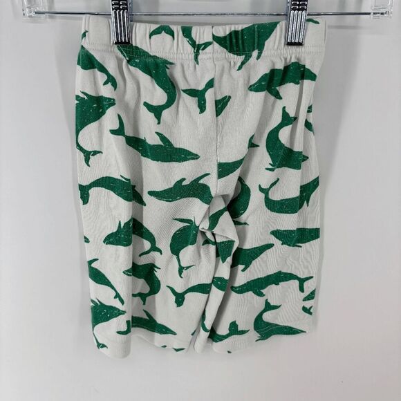 Mini Boden Kid's White Green Elastic Waist Sea Pine Shark Print Shorts Size 5-6y - Picture 3 of 5